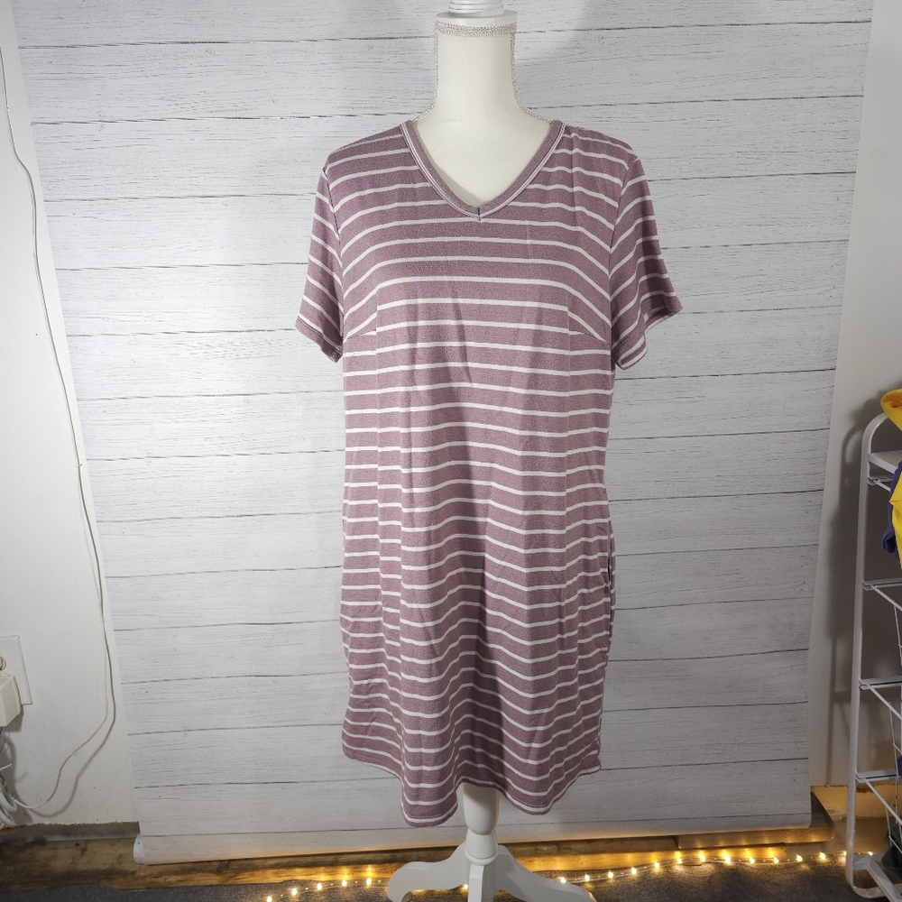 Purple and White Tshirt Dress Size XL Super Soft